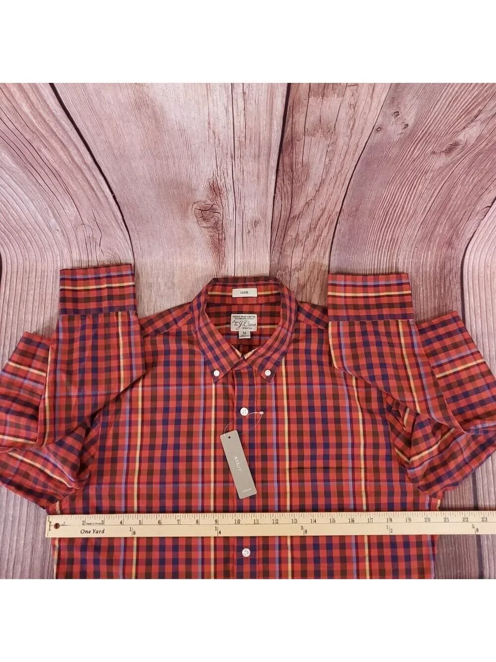 J Crew Mens Medium Secret Wash Slim Fit Long Sleeve Button Down Shirt Stretch
